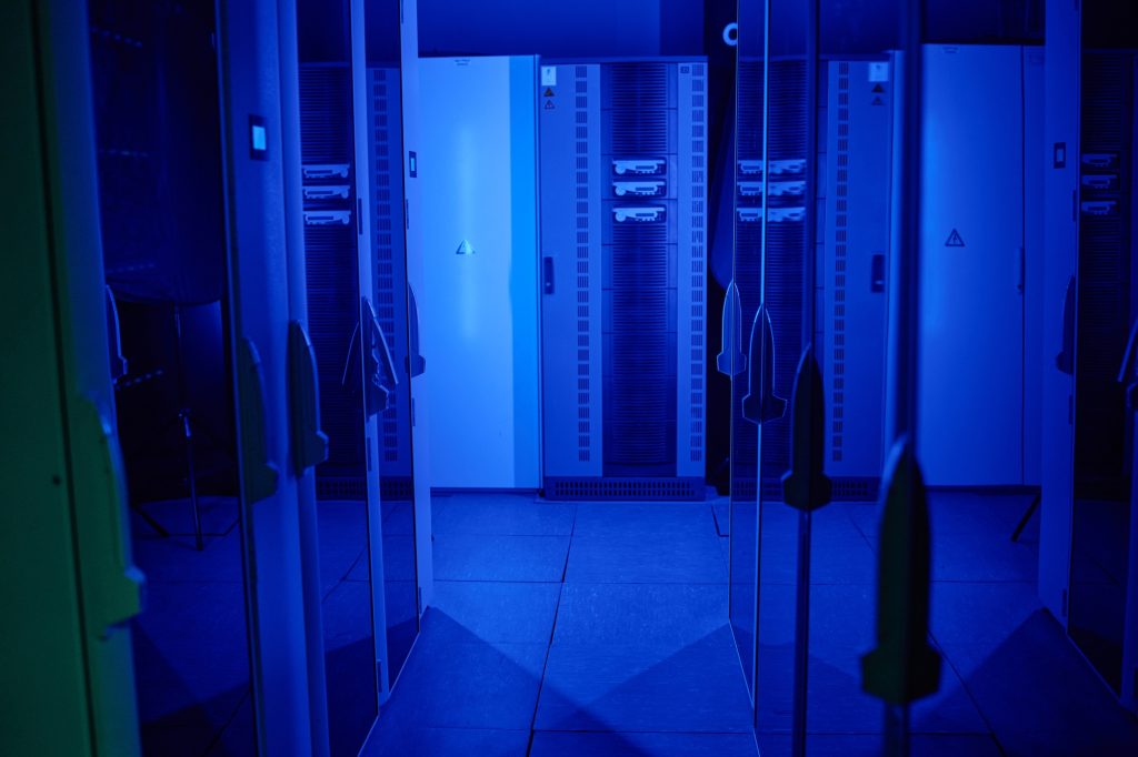 Data center with server racks